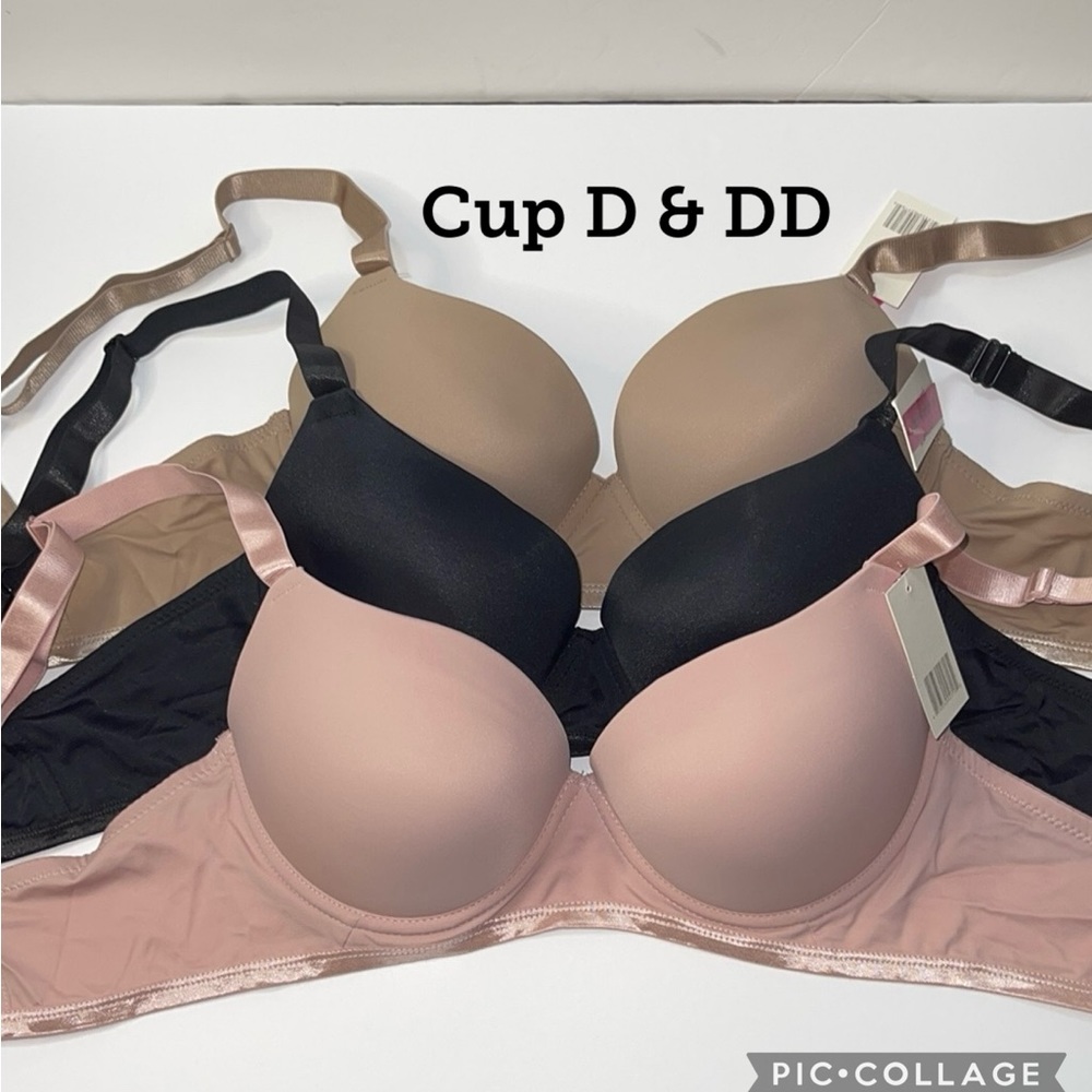 Bundle 3 Pieces Push Up Slight Padded T-Shirt Lightly Line Plus Size Underwire.